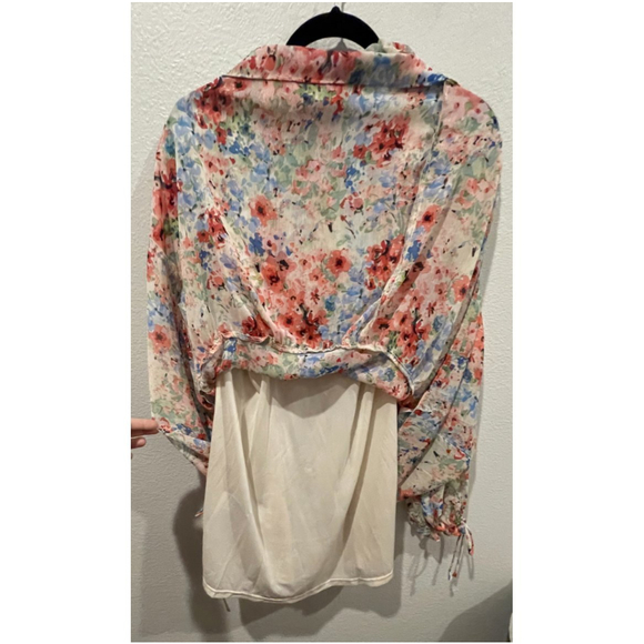 H&M Floral Long Sleeved Sheer Mini Dress - Picture 7 of 7